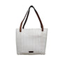Fibra White Woven Brown Handles 97% Recycled Plastic Lightweight Tote Bag Sz M