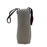 Fibra White Woven Brown Handles 97% Recycled Plastic Lightweight Tote Bag Sz M