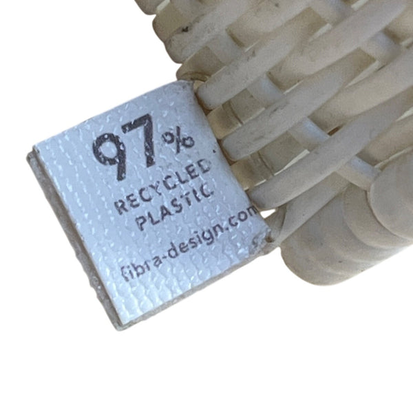 Fibra White Woven Brown Handles 97% Recycled Plastic Lightweight Tote Bag Sz M