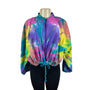 Vintage 90s Jazzie Tie-Dye Zip Up Sweater Multicolor Drawstring Bottom Sz M