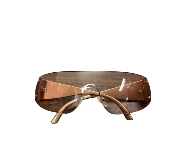 Brown Polycarbonate Oversized Shield Style Sunglasses Lightweight Scratch-Resistant Unisex Eyewear