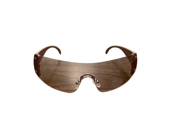 Brown Polycarbonate Oversized Shield Style Sunglasses Lightweight Scratch-Resistant Unisex Eyewear