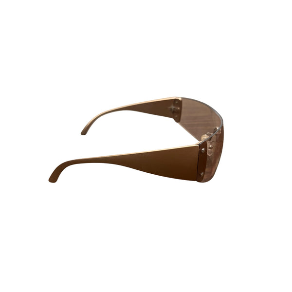 Brown Polycarbonate Oversized Shield Style Sunglasses Lightweight Scratch-Resistant Unisex Eyewear