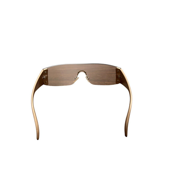 Brown Polycarbonate Oversized Shield Style Sunglasses Lightweight Scratch-Resistant Unisex Eyewear