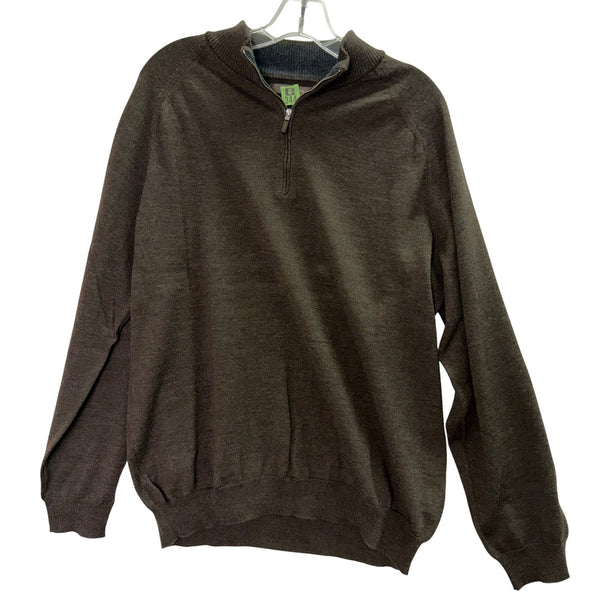 Nordstrom Mens Brown Wool Half-Zip Pullover Sweater Made In Italy Size L