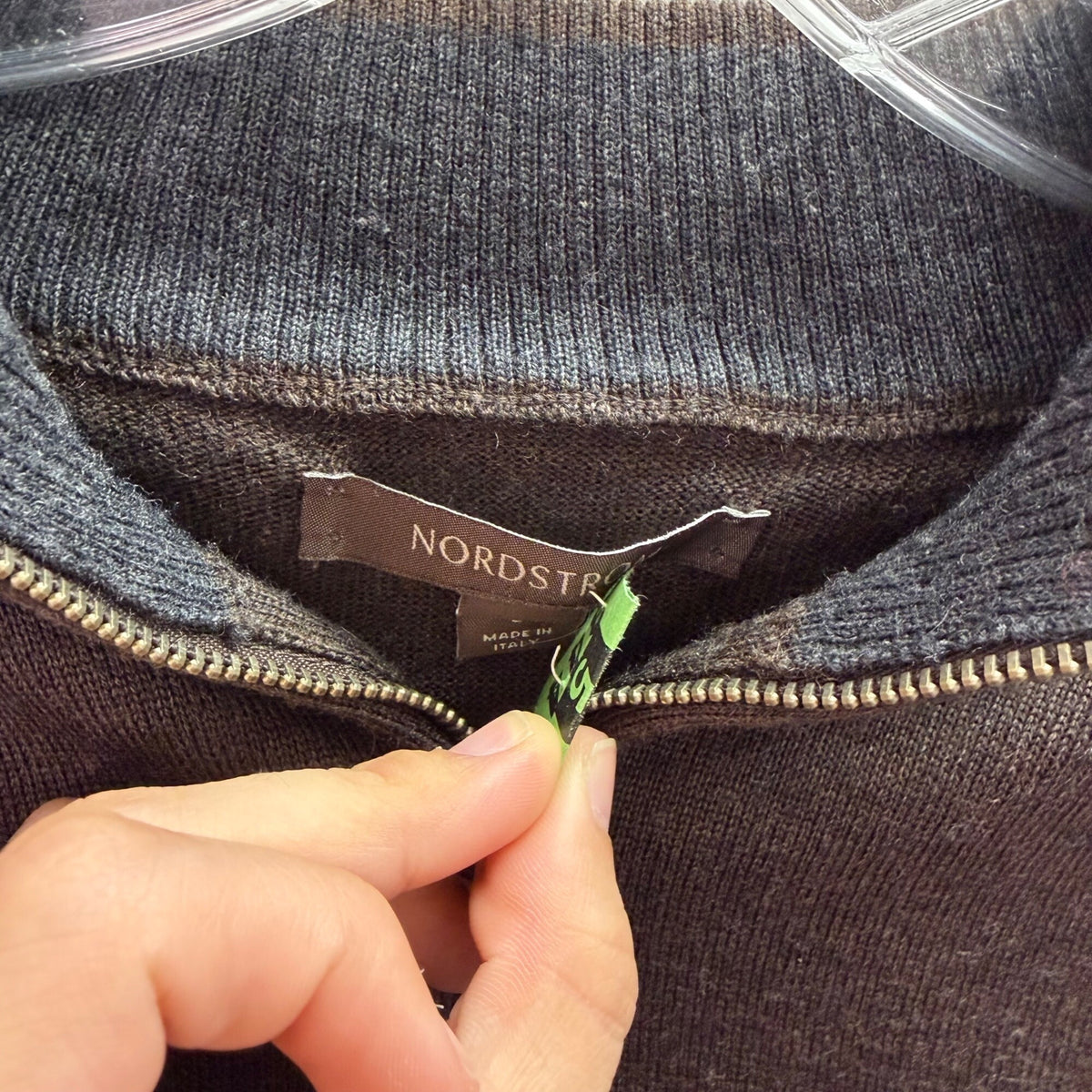 Nordstrom Mens Brown Wool Half-Zip Pullover Sweater Made In Italy Size L