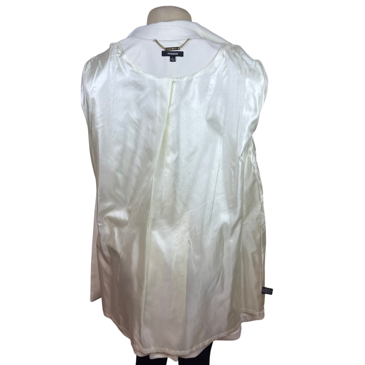 Premise Women's White Mid Length Button Up Coat With Pockets Size L