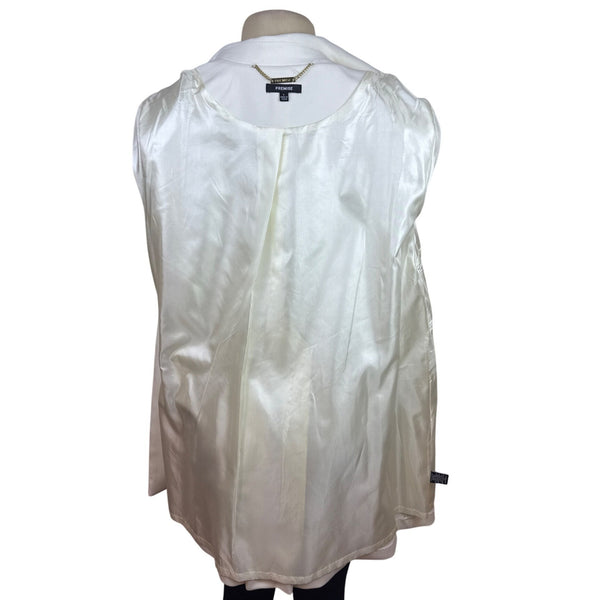 Premise Women's White Mid Length Button Up Coat With Pockets Size L