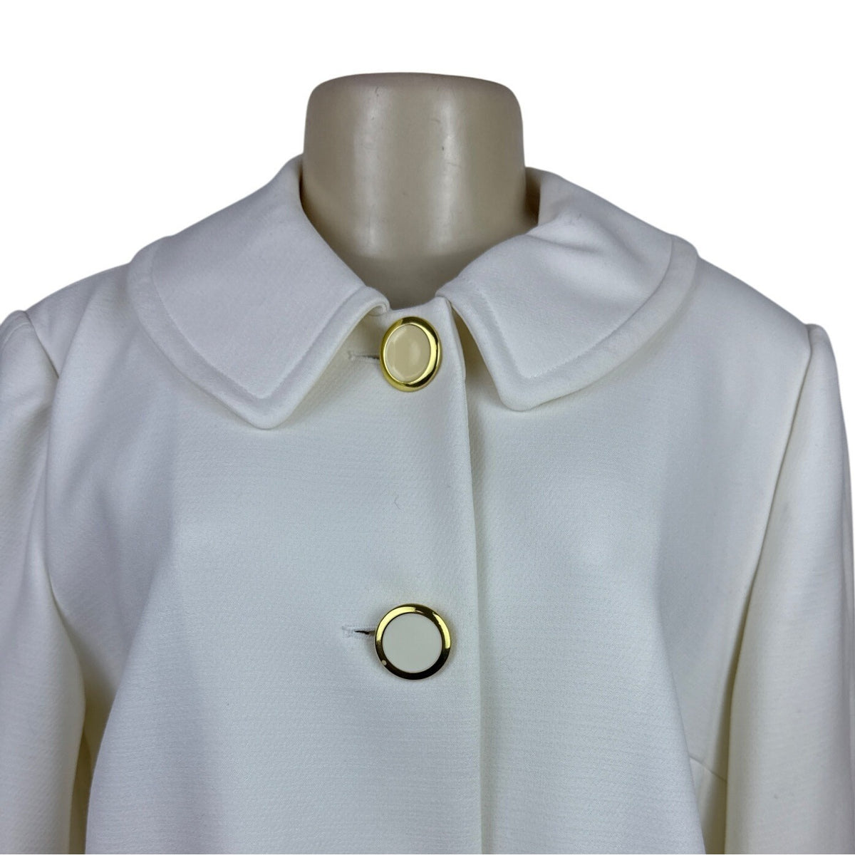 Premise Women's White Mid Length Button Up Coat With Pockets Size L