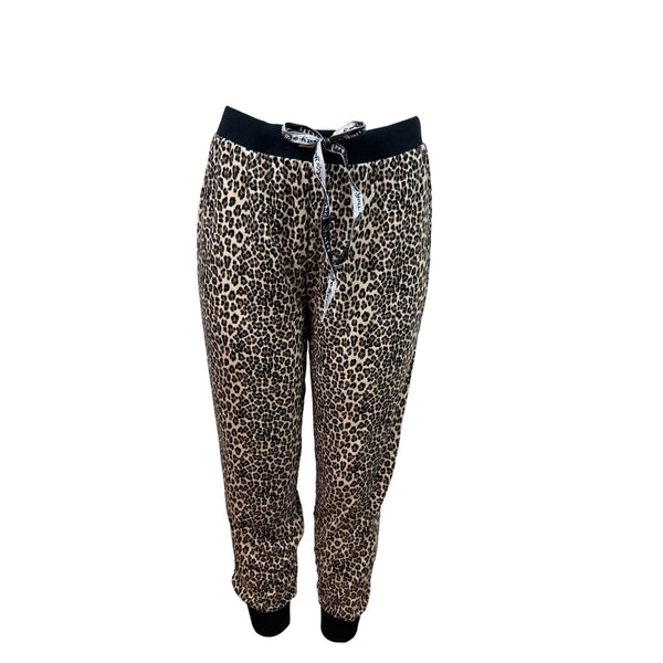 Muk Luks Women Black Long Sleeve Top & Leopard Print Pants Pajama Set Sz M - New