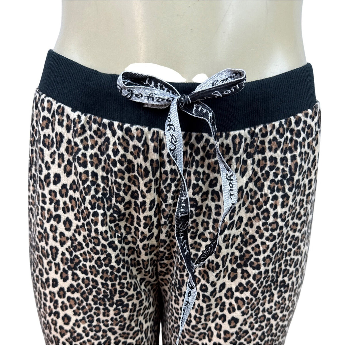 Muk Luks Women Black Long Sleeve Top & Leopard Print Pants Pajama Set Sz M - New