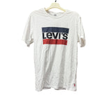 Levis Mens White Cotton Logo Graphic T-Shirt M Casual Crewneck Short Sleeve Lightweight