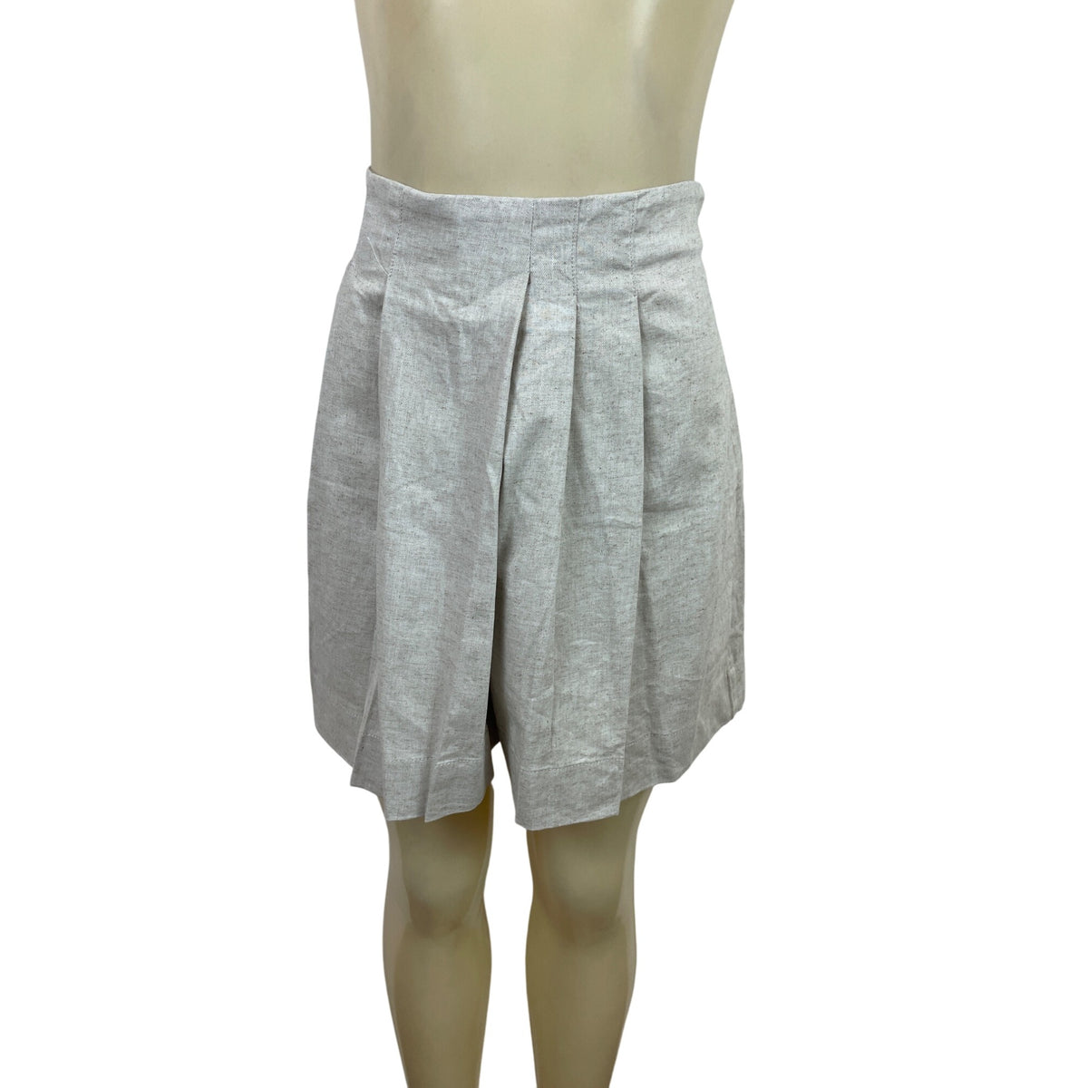 Banana Republic Womens Linen Blend Pleated High-Waist Shorts Size M Beige - New
