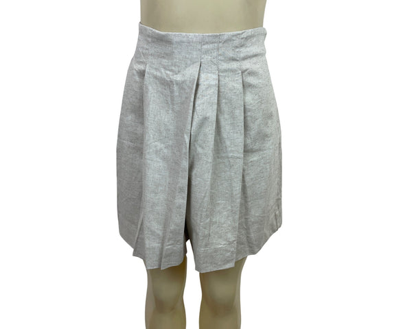 Banana Republic Womens Linen Blend Pleated High-Waist Shorts Size M Beige - New