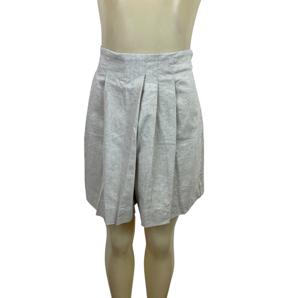 Banana Republic Womens Linen Blend Pleated High-Waist Shorts Size M Beige - New