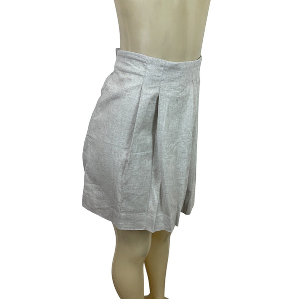 Banana Republic Womens Linen Blend Pleated High-Waist Shorts Size M Beige - New