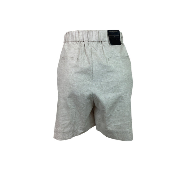 Banana Republic Womens Linen Blend Pleated High-Waist Shorts Size M Beige - New