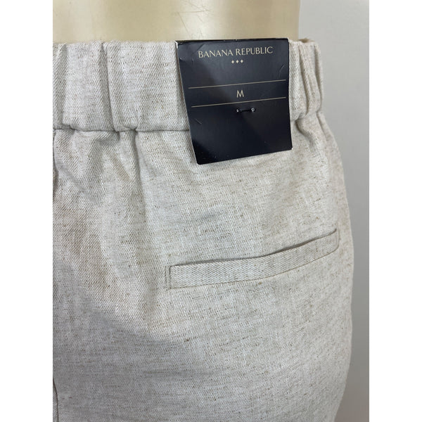 Banana Republic Womens Linen Blend Pleated High-Waist Shorts Size M Beige - New
