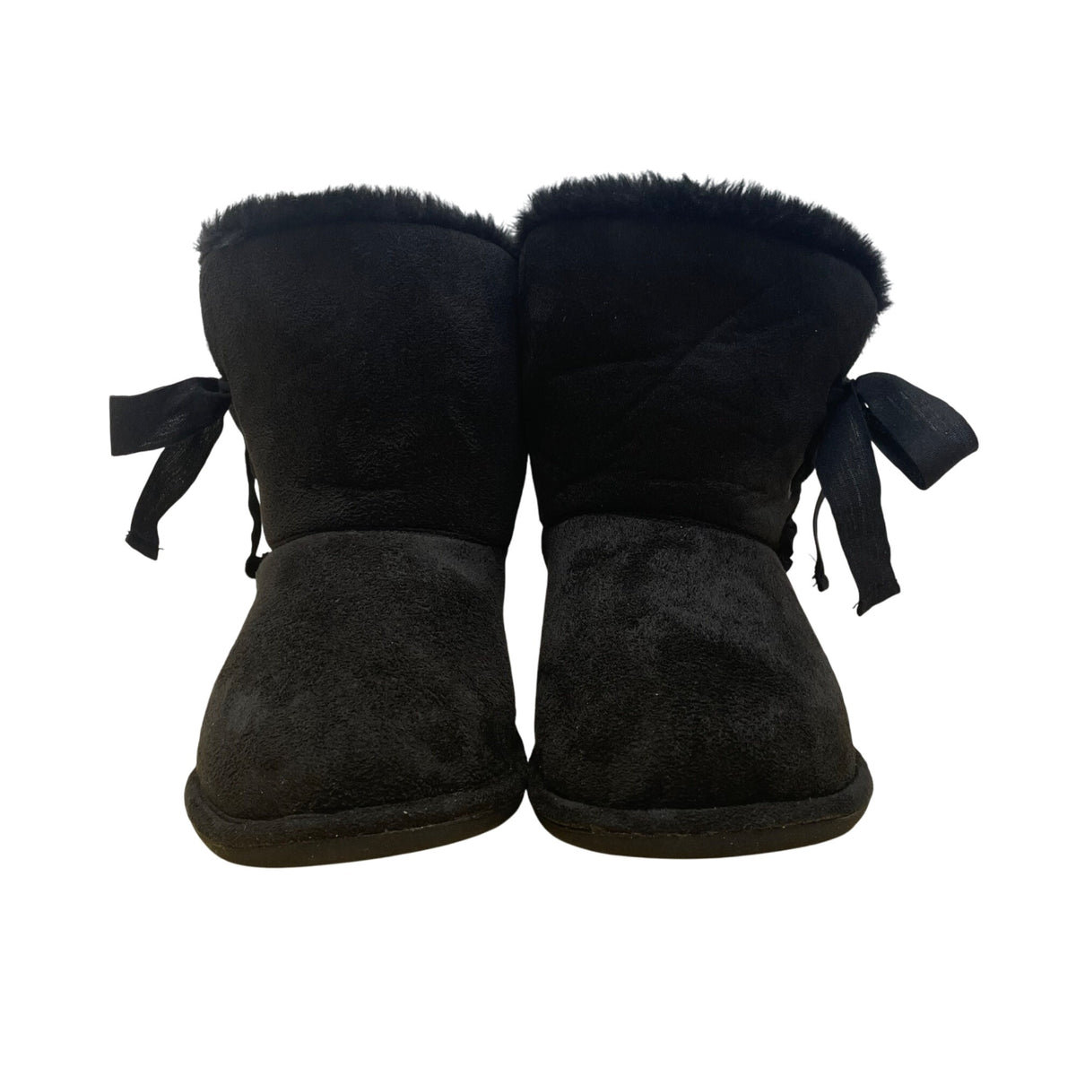 Steve Madden Women’s Black Fabric With Ribbon Tie Mountain Booties Size 7-New