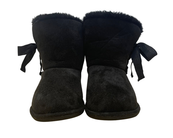 Steve Madden Women’s Black Fabric With Ribbon Tie Mountain Booties Size 7-New