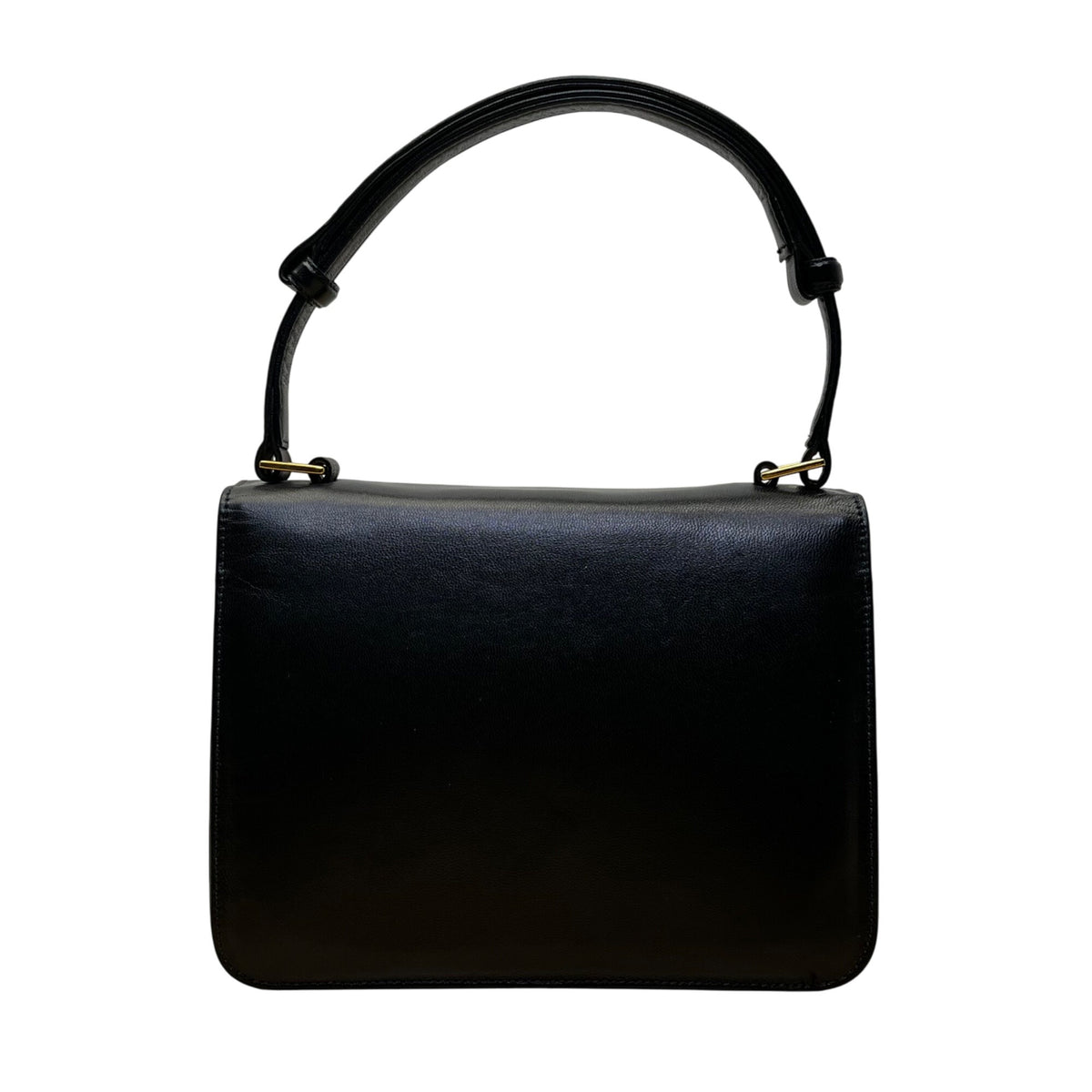 Neiman Marcus Women’s Black Leather Sophisticated Gold Accent Clutch Bag