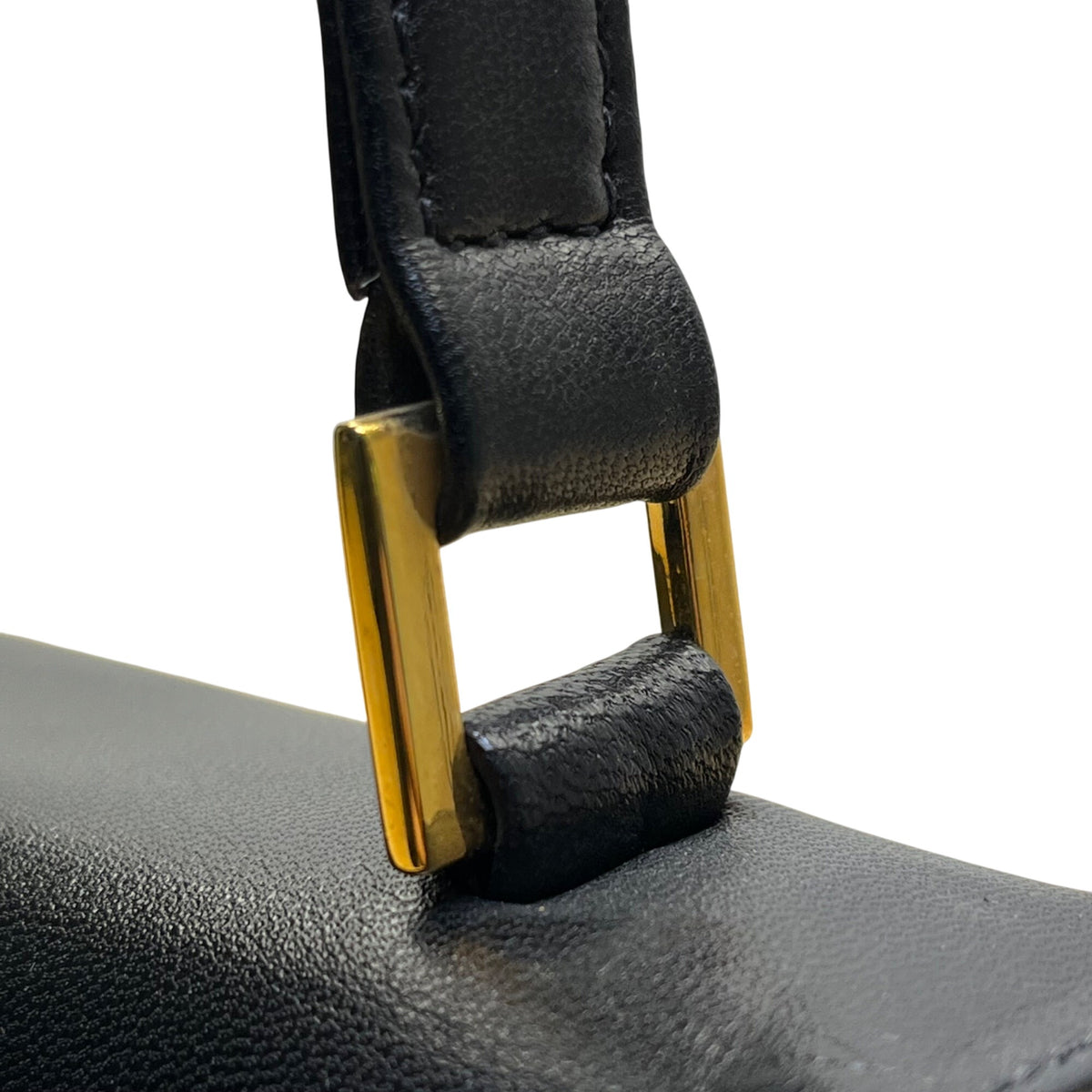 Neiman Marcus Women’s Black Leather Sophisticated Gold Accent Clutch Bag