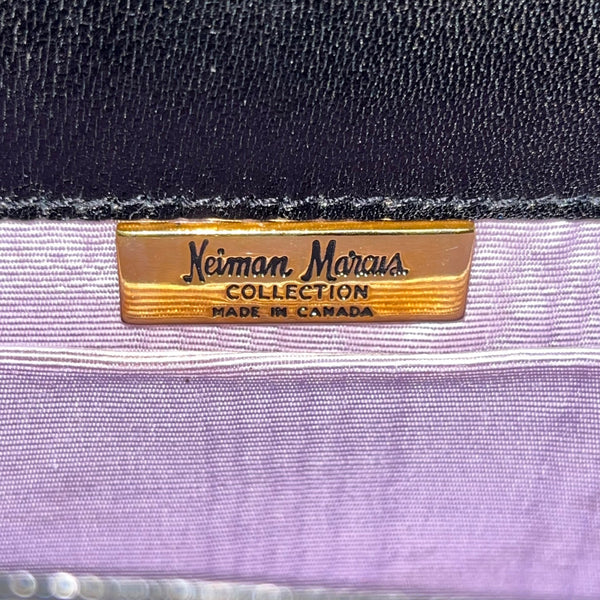 Neiman Marcus Women’s Black Leather Sophisticated Gold Accent Clutch Bag