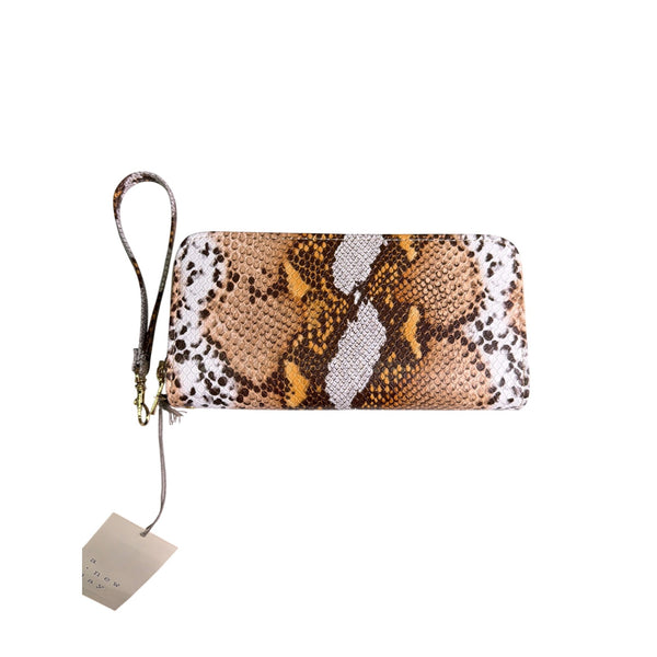 A New Day Womens Multi Faux Leather Snake Print Wallet With Wristlet Strap