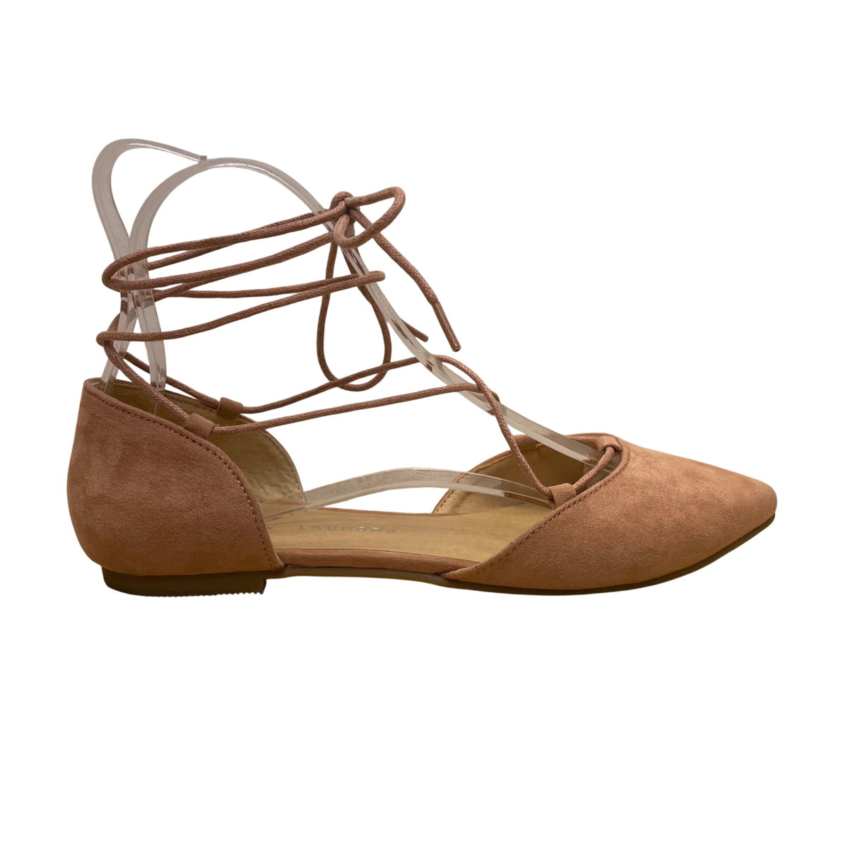 Chinese Laundry Women’s Pink Blush Faux Suede Lace-Up Pointed-Toe Flats Size 8.5