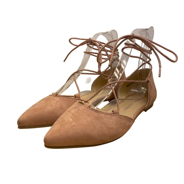 Chinese Laundry Women’s Pink Blush Faux Suede Lace-Up Pointed-Toe Flats Size 8.5