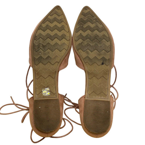 Chinese Laundry Women’s Pink Blush Faux Suede Lace-Up Pointed-Toe Flats Size 8.5