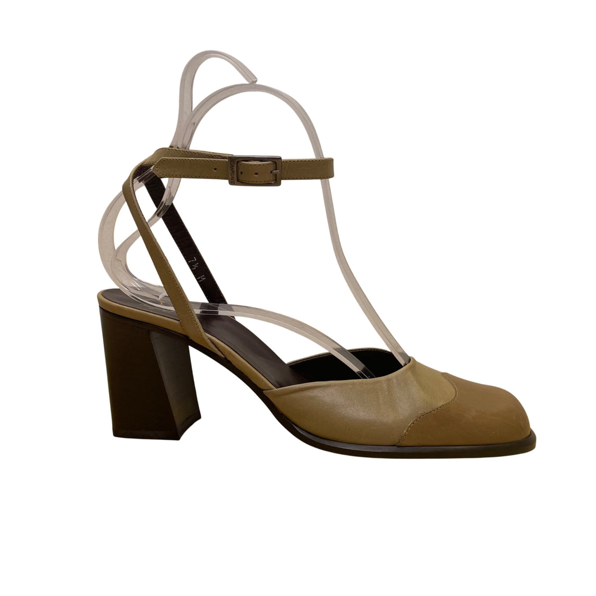 Joan & David Women’s Green Two-Tone Leather Ankle Strap Block Heel Pumps Sz 7.5M