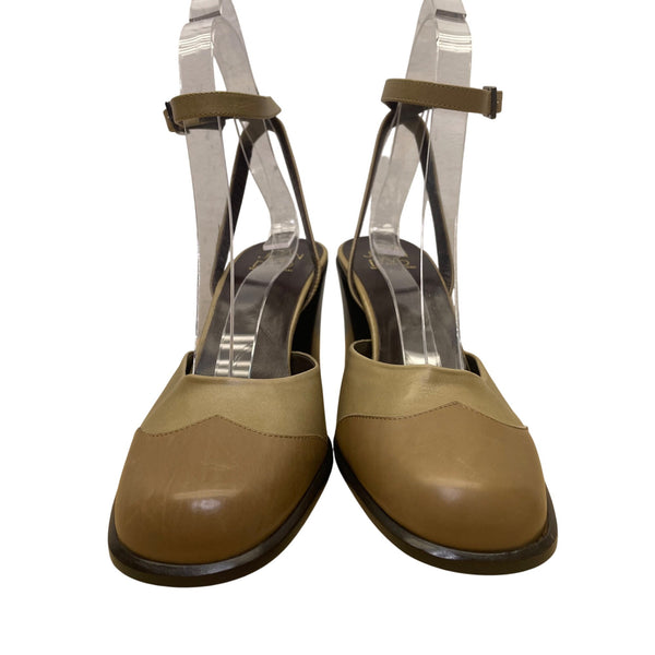 Joan & David Women’s Green Two-Tone Leather Ankle Strap Block Heel Pumps Sz 7.5M