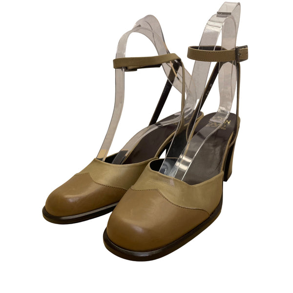 Joan & David Women’s Green Two-Tone Leather Ankle Strap Block Heel Pumps Sz 7.5M