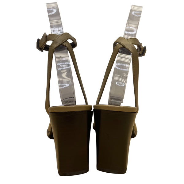 Joan & David Women’s Green Two-Tone Leather Ankle Strap Block Heel Pumps Sz 7.5M