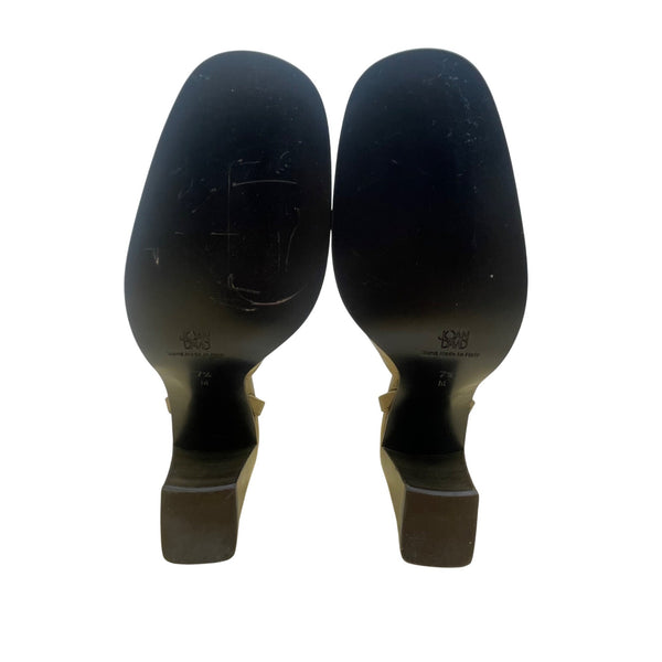 Joan & David Women’s Green Two-Tone Leather Ankle Strap Block Heel Pumps Sz 7.5M