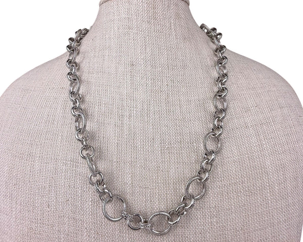 Judith Ripka Womens Silver Sterling Chain Link Necklace 22 Inch Artisan Design