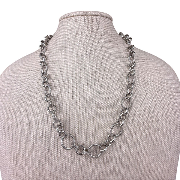 Judith Ripka Womens Silver Sterling Chain Link Necklace 22 Inch Artisan Design
