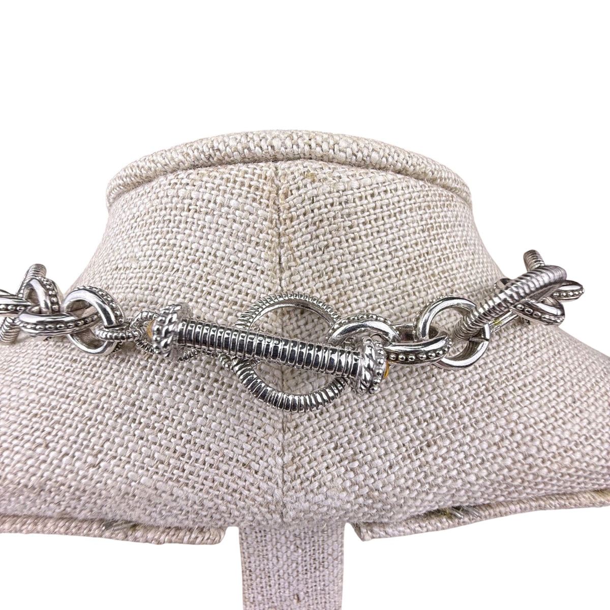 Judith Ripka Womens Silver Sterling Chain Link Necklace 22 Inch Artisan Design