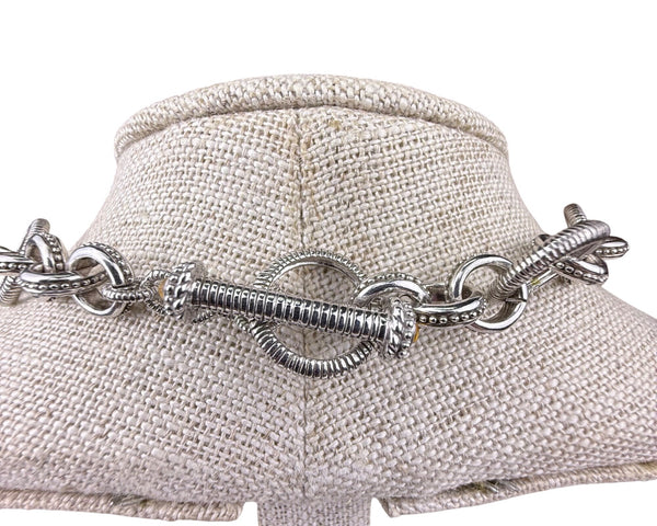 Judith Ripka Womens Silver Sterling Chain Link Necklace 22 Inch Artisan Design