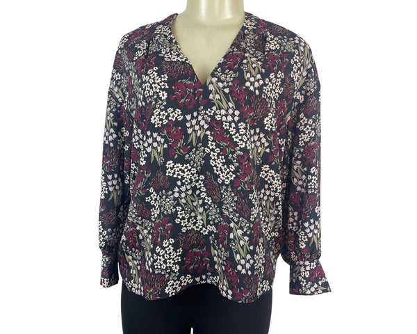Joie Womens Multicolor Floral Print V-Neck Blouse Sz S - New