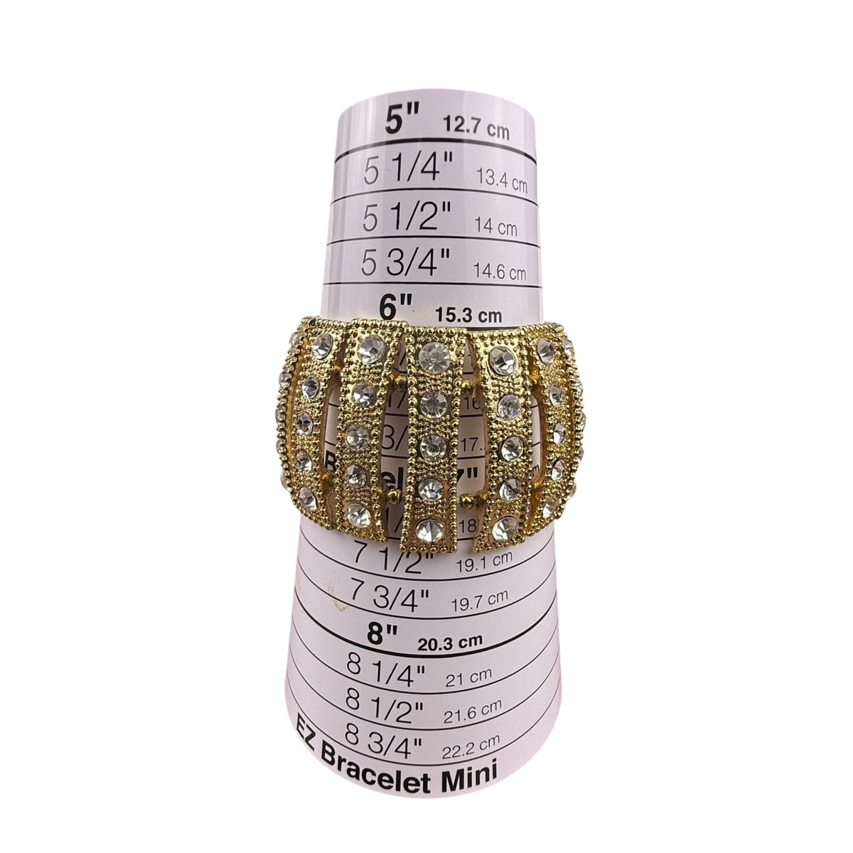 Vintage Gold Tone Rhinestone Cuff Bracelet Wide Statement Elegant Open Design