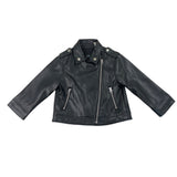 Zara Kids Black Leather Moto Jacket W/ Silver Zipper & Snap Details Size 18-24M