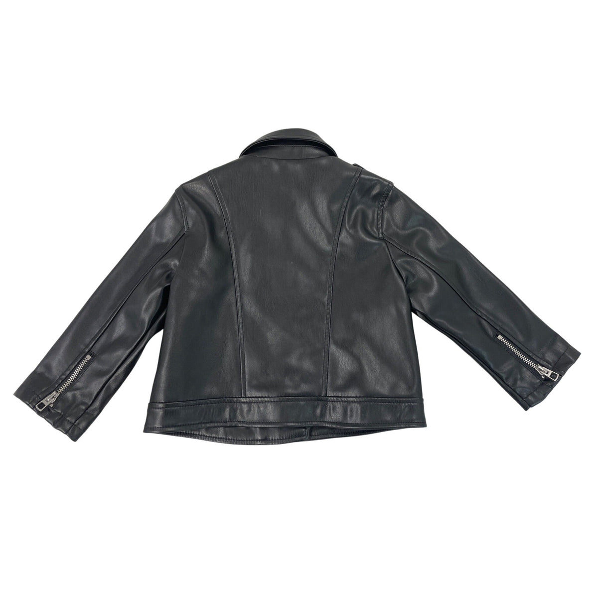 Zara Kids Black Leather Moto Jacket W/ Silver Zipper & Snap Details Size 18-24M