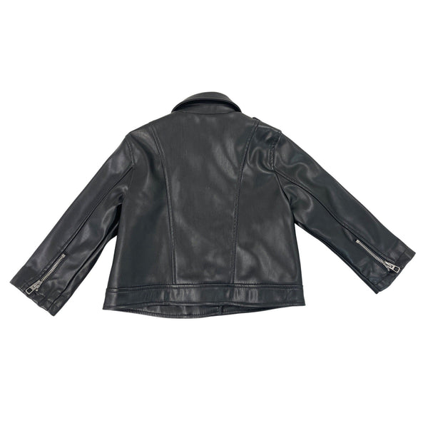 Zara Kids Black Leather Moto Jacket W/ Silver Zipper & Snap Details Size 18-24M