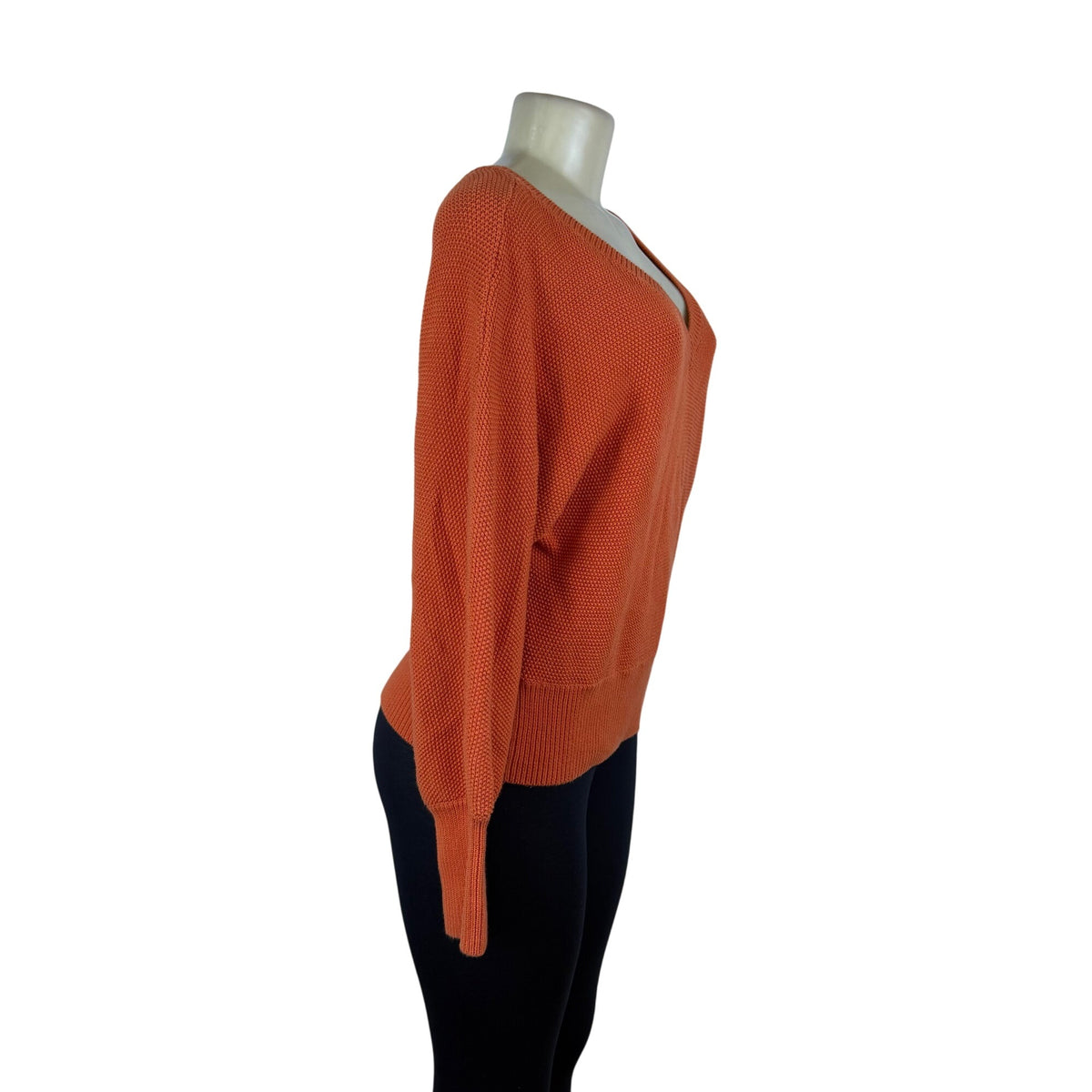 Anthropologie Women’s Orange V-Neck Sweater Knit Long Sleeve Size M