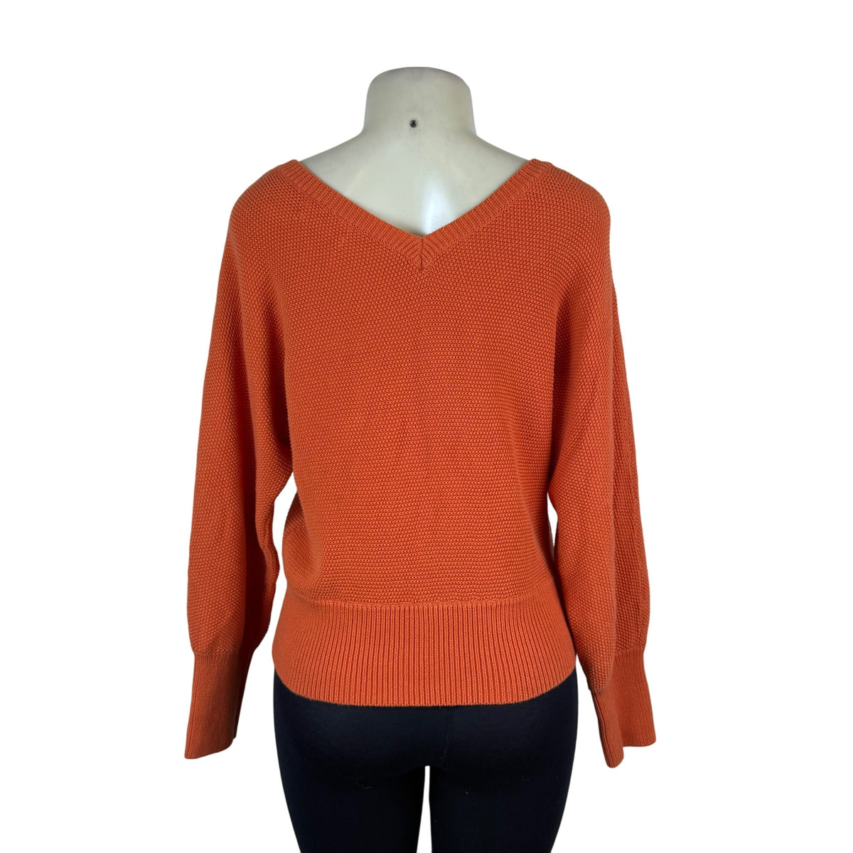Anthropologie Women’s Orange V-Neck Sweater Knit Long Sleeve Size M