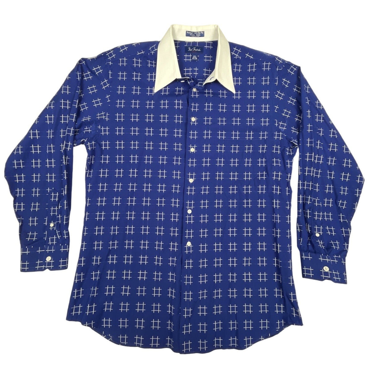 Paul Fredrik Men's Blue White Pattern Trim Fit Longsleeve Shirt Sz 36