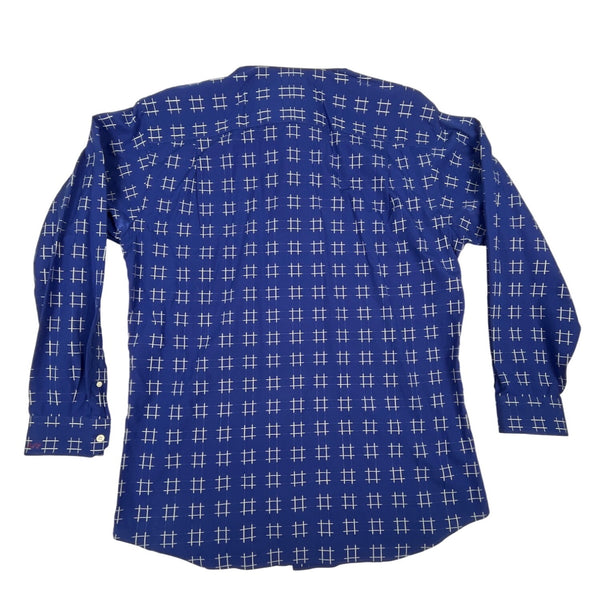 Paul Fredrik Men's Blue White Pattern Trim Fit Longsleeve Shirt Sz 36