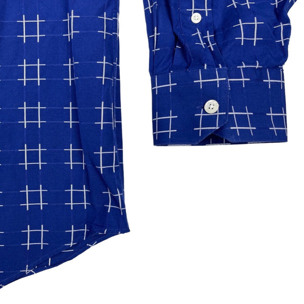 Paul Fredrik Men's Blue White Pattern Trim Fit Longsleeve Shirt Sz 36